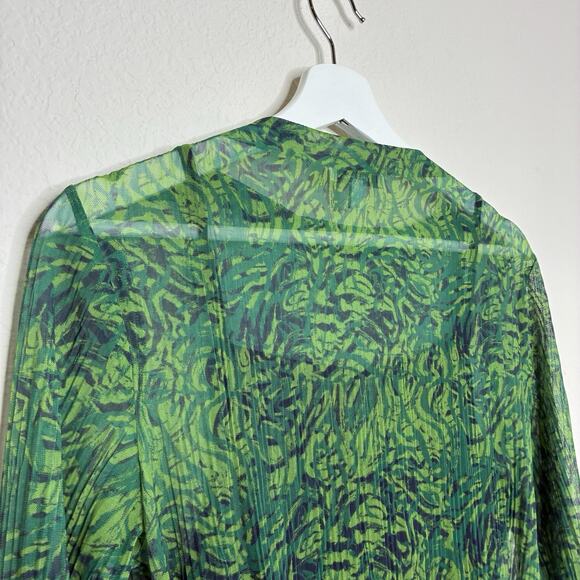 & Other Stories Long Sleeve Pleated Mesh Green Midi Dress S - Picture 10 of 13
